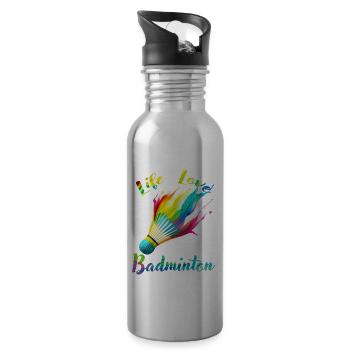 Life Love Badminton - Water bottle with straw - silver - Right
