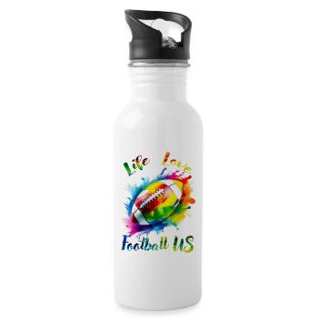 life love football us - Gourde avec paille intégrée - blanc - Droite