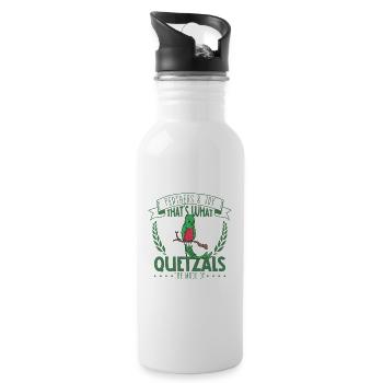 Federn und Freude - Quetzal - Trinkflasche mit integriertem Trinkhalm - Weiß - Rechts