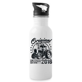 Original 2016 Anniversaire 2016 Fermier Tracteur - Gourde avec paille intégrée - blanc - Droite
