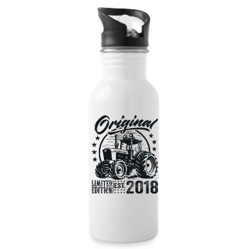 Original 2018 Jubiläum 2018 Farmer Traktor - Trinkflasche mit integriertem Trinkhalm - Weiß - Rechts