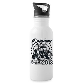 Original 2013 Anniversaire 2013 Fermier Tracteur - Gourde avec paille intégrée - blanc - Droite