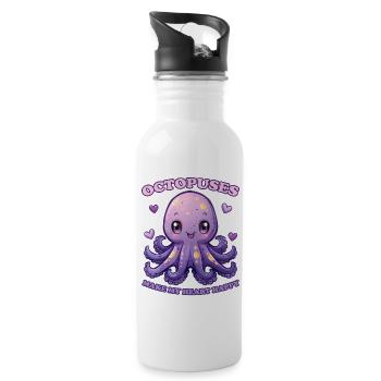 Funny Octopus Cephalopod Squid Gift - Water bottle with straw - white - Right