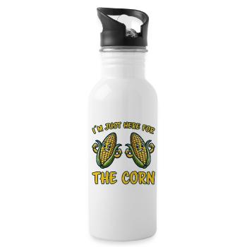 Corn on the cob saying corn funny corn on the cob gift - Water bottle with straw - white - Right