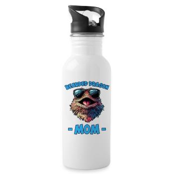 Dragon barbu disant maman drôle dragon barbu cadeau - Gourde avec paille intégrée - blanc - Droite