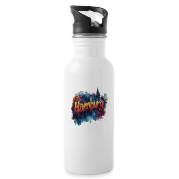 Hamburg - Trinkflasche mit integriertem Trinkhalm - Weiß - Rechts