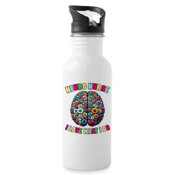 Neuro Nurse Nurse Neurology Gift - Water bottle with straw - white - Right