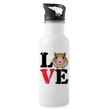 Love Gerbil Saying Racing Rat Gerbil Gift - Water bottle with straw - white - Right