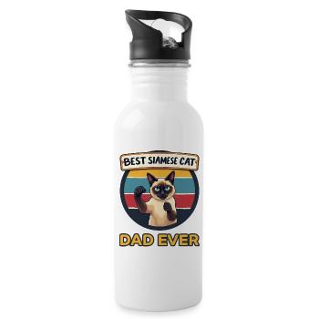 Siamkatze Spruch Siamkatze Papa Siamkatze Geschenk - Trinkflasche mit integriertem Trinkhalm - Weiß - Rechts