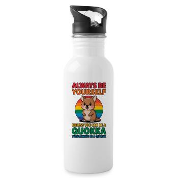 Quokka Spruch Australien Lustiges Quokka Geschenk - Trinkflasche mit integriertem Trinkhalm - Weiß - Rechts