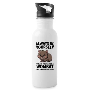 Wombat Spruch Australien Lustiges Wombats Geschenk - Trinkflasche mit integriertem Trinkhalm - Weiß - Rechts