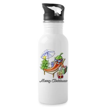 A Chili Merry Christmas under Sunshade and Tree - Water bottle with straw - white - Right
