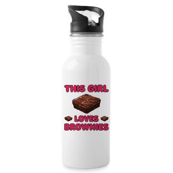 Brownies Spruch Mädchen Lustiges Brownie Geschenk - Trinkflasche mit integriertem Trinkhalm - Weiß - Rechts