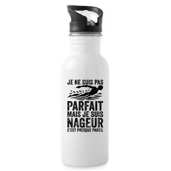Swimmer - I'm not perfect I'm a swimmer - Water bottle with straw - white - Right