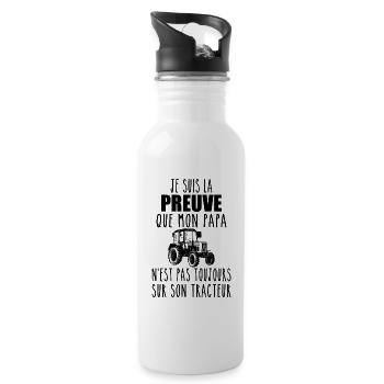 Beweis, dass mein Papa Traktor | Bauer Papa - Trinkflasche mit integriertem Trinkhalm - Weiß - Rechts