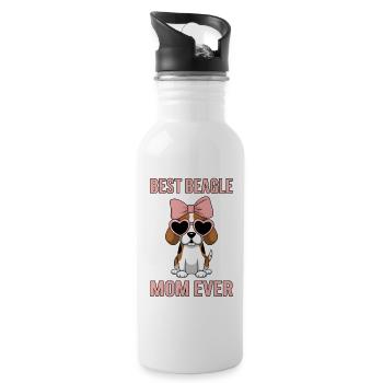 Beagle Mama Hund Mutter Lustiges Beagle Geschenk - Trinkflasche mit integriertem Trinkhalm - Weiß - Rechts