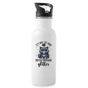 Paillettes de chat - British Shorthair - Gourde avec paille intégrée - blanc - Droite