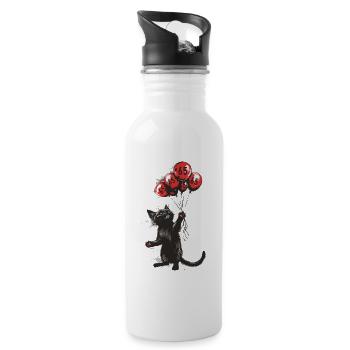 65 Jahre Geschenk 65. Geburtstag Katze - Trinkflasche mit integriertem Trinkhalm - Weiß - Rechts