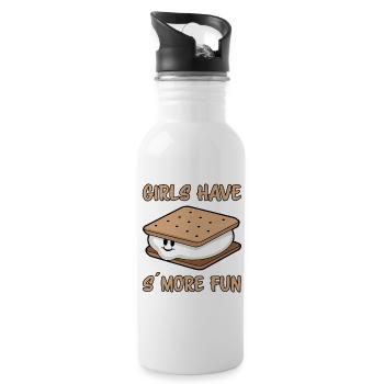 S´More Spruch Marshmallow Camping S´More Geschenk - Trinkflasche mit integriertem Trinkhalm - Weiß - Rechts