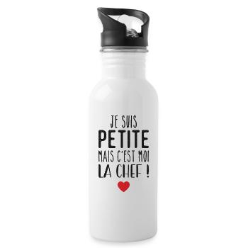 Je suis petite mais c'est moi la chef - Gourde avec paille intégrée - blanc - Droite