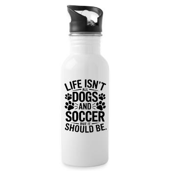 Soccer Saying Dogs Funny Soccer Player Gift - Water bottle with straw - white - Right