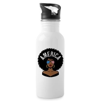 Amerika Afro - Trinkflasche mit integriertem Trinkhalm - Weiß - Rechts