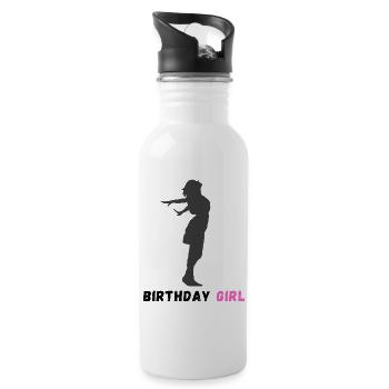 Birthday girl - Water bottle with straw - white - Right