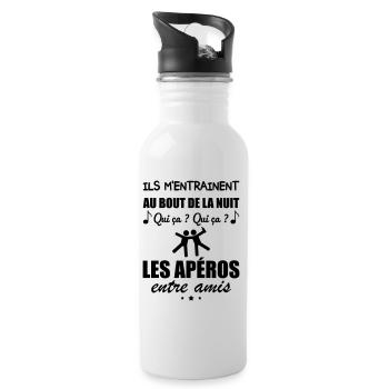 Ils m'entraînent au bout de la nuit les apéros - Gourde avec paille intégrée - blanc - Droite