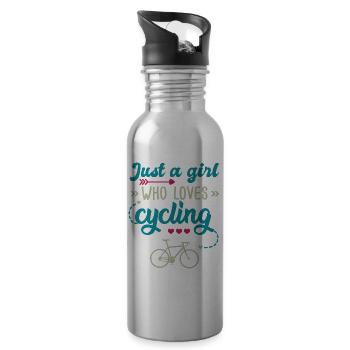 Mädchen, das das Radfahren liebt Geschenk Frau und Fahrrad - Trinkflasche mit integriertem Trinkhalm - Lightsilver - Rechts