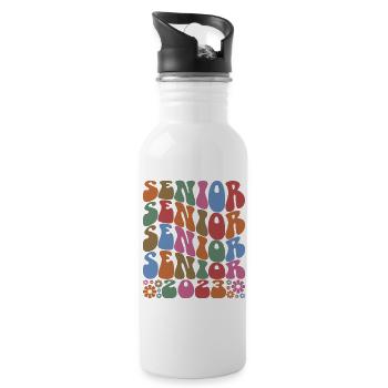 Senior 2023 Retro Flowers Remise des diplômes Cadeau - Gourde avec paille intégrée - blanc - Droite