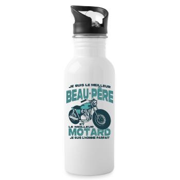 Le meilleur motard et le meilleur beau-père - Gourde avec paille intégrée - blanc - Droite
