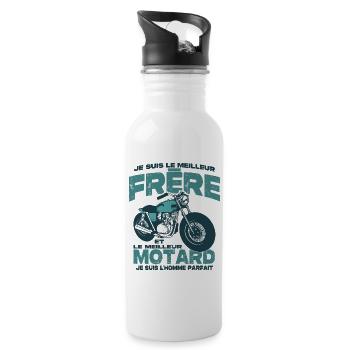 Le meilleur motard et le meilleur frère - Gourde avec paille intégrée - blanc - Droite