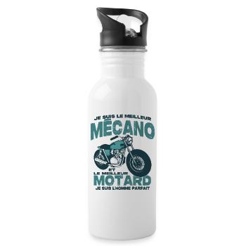 Le meilleur motard et le meilleur mécano - Gourde avec paille intégrée - blanc - Droite