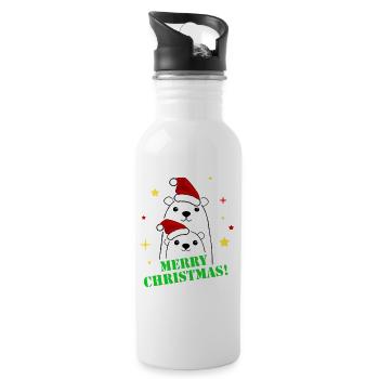 Frohe Weihnachtsfeier - Trinkflasche mit integriertem Trinkhalm - Weiß - Rechts