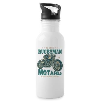 rugby motard parfait rugbyman parfait - Gourde avec paille intégrée - blanc - Droite