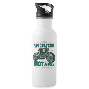 motard parfait apiculteur parfait abeille - Gourde avec paille intégrée - blanc - Droite