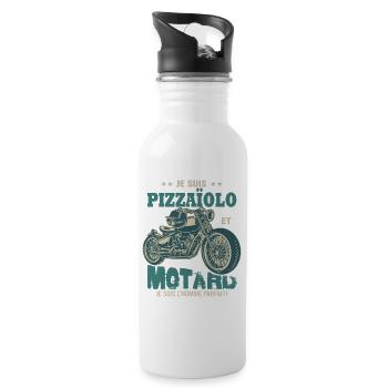 motard parfait pizzaïolo parfait - Gourde avec paille intégrée - blanc - Droite