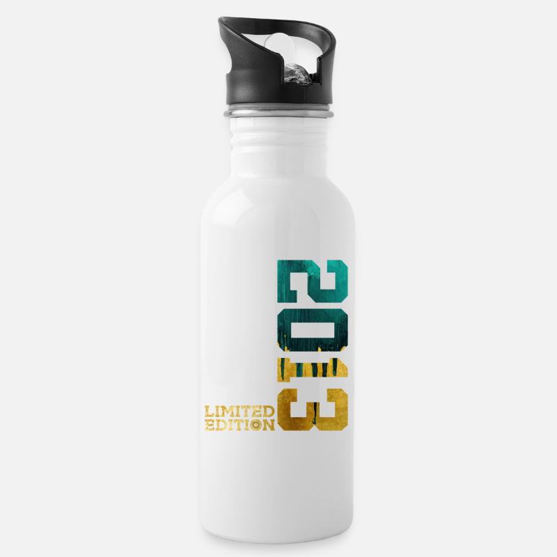 13. GEBURTSTAG LIMITED EDITION 2013 - Trinkflasche mit integriertem Trinkhalm - Weiß