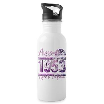 1953 Naissance femme d’anniversaire - Gourde avec paille intégrée - blanc - Droite