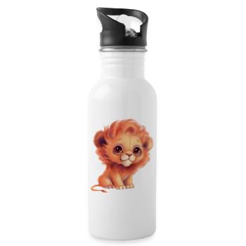 Mignon Cartoon Baby Lion avec Glubschaugen - Gourde avec paille intégrée - blanc - Droite