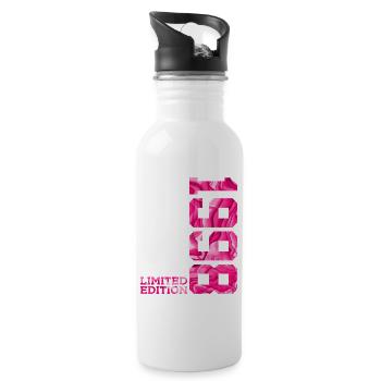 28. GEBURTSTAG PINK LIMITED EDITION 1998 - Trinkflasche mit integriertem Trinkhalm - Weiß - Rechts