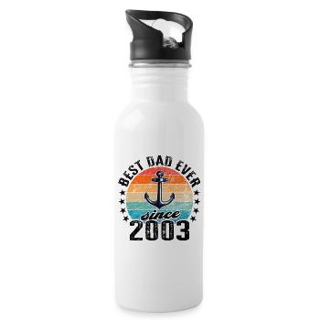 Meilleur père du monde depuis 2003 présentateur - Gourde avec paille intégrée - blanc - Droite
