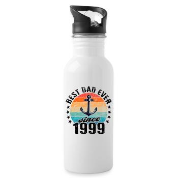 Meilleur père du monde depuis 1999 présentateur - Gourde avec paille intégrée - blanc - Droite