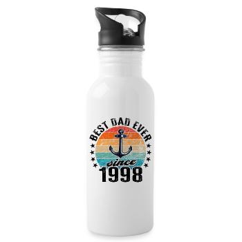 Meilleur père du monde depuis 1998 présentateur - Gourde avec paille intégrée - blanc - Droite