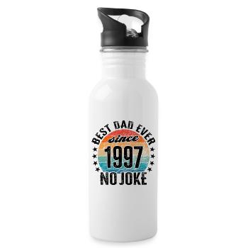 Best dad in the world since 1997 No Joke - Water bottle with straw - white - Right