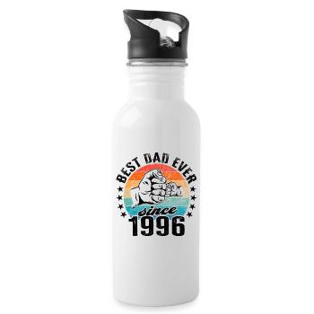 Bester Papa der Welt seit 1996 Vatertag - Trinkflasche mit integriertem Trinkhalm - Weiß - Rechts