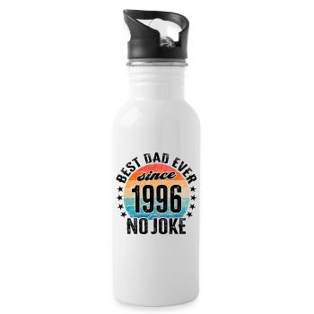 Bester Papa der Welt seit 1996 Vatertag - Trinkflasche mit integriertem Trinkhalm - Weiß - Rechts