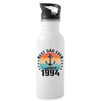 Bester Papa der Welt seit 1994 Anker - Trinkflasche mit integriertem Trinkhalm - Weiß - Rechts