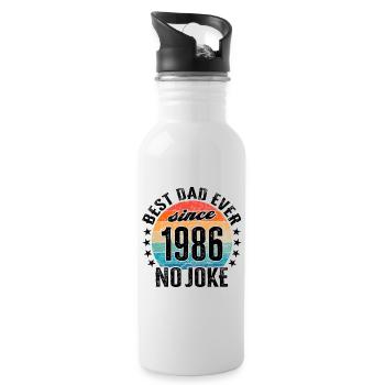 Bester Papa der Welt seit 1986 Vatertag - Trinkflasche mit integriertem Trinkhalm - Weiß - Rechts
