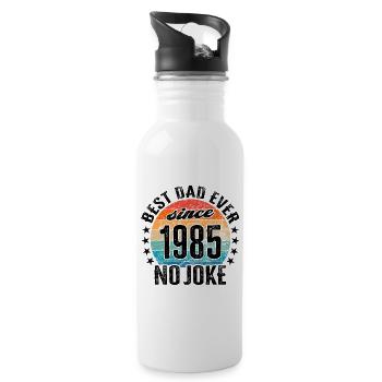 Bester Papa der Welt seit 1985 Vatertag - Trinkflasche mit integriertem Trinkhalm - Weiß - Rechts